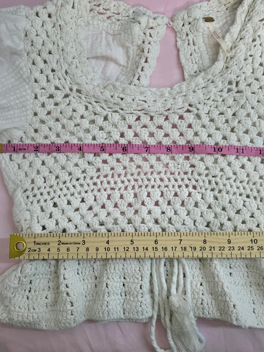 Free People White Crochet Tie-Front Crop Top